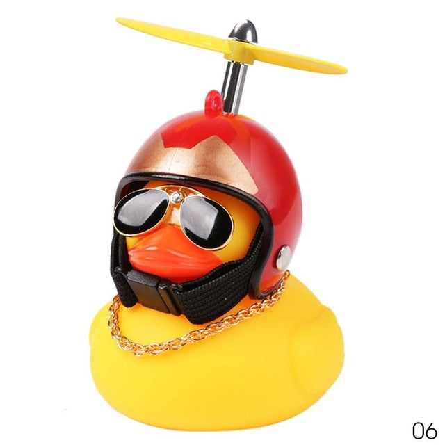 Car Duck with Helmet Broken Wind Small Yellow Duck Road Bike Motor Helmet Riding Cycling Accessories Without Lights