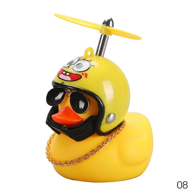 Car Duck with Helmet Broken Wind Small Yellow Duck Road Bike Motor Helmet Riding Cycling Accessories Without Lights