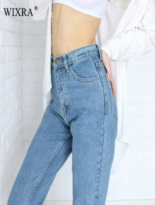 Topshop clean mom jeans in mid wash blue